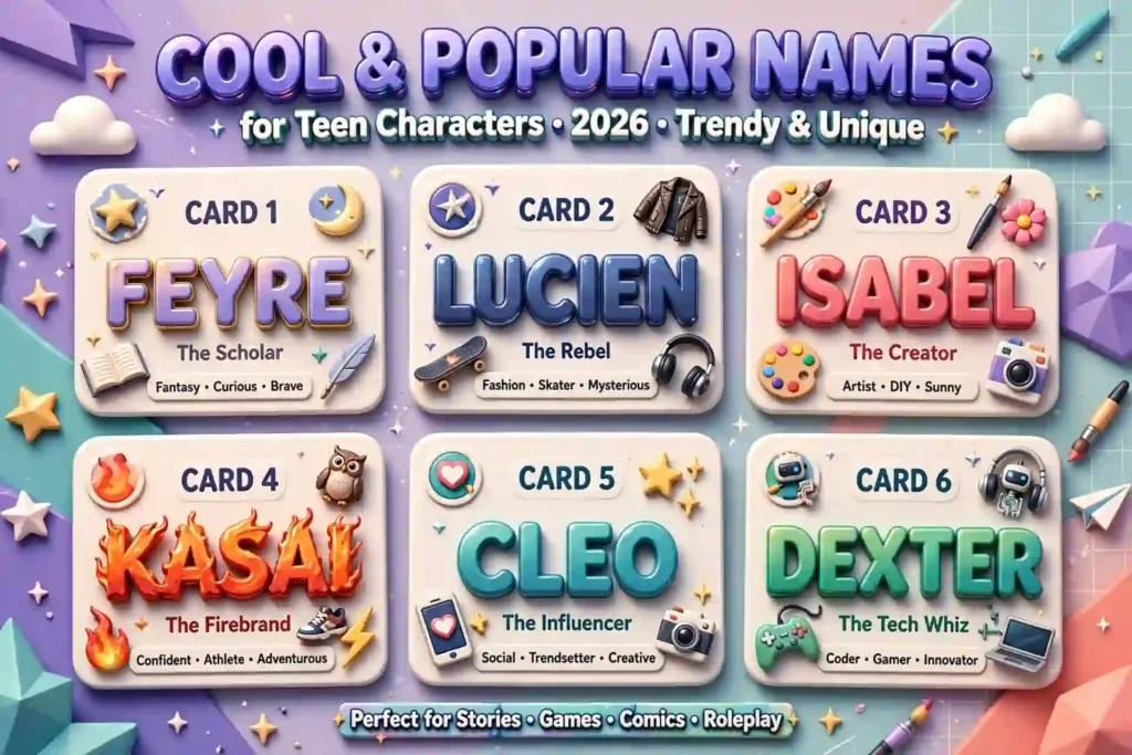 Cool and Popular Names for Teen Characters